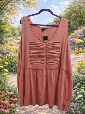 torrid Dusty Rose Sleeveless Button-Front Peasant Top. NWT size 5x